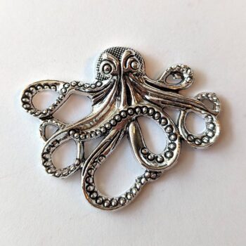 Medium Octopus Pendant / Connector Antique Silver