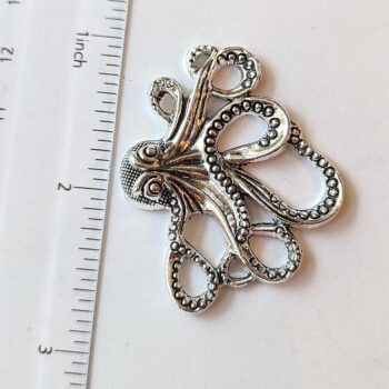 Medium Octopus Pendant / Connector Antique Silver - Image 2