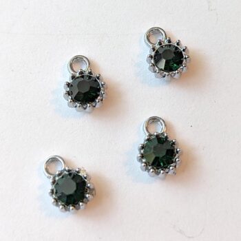 May Birthstone Dark Green Faceted Glass Rhinestone Charm - Image 3