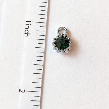 May Birthstone Dark Green Faceted Glass Rhinestone Charm - Image 2