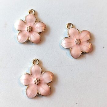 Pink Flower Charm Gold