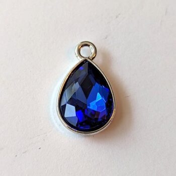 December Birthstone Lak Blue Glass Rhinestone Teardrop Charm - Image 3