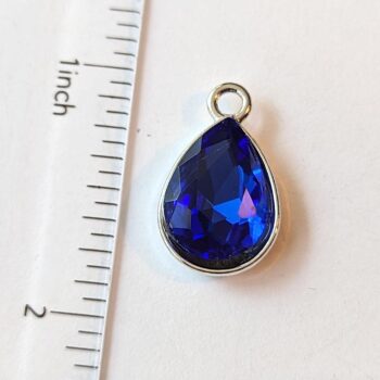 December Birthstone Lak Blue Glass Rhinestone Teardrop Charm - Image 2