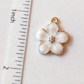 White Flower Charm Gold - Image 2