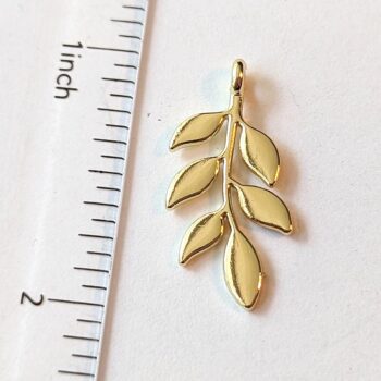 Branch Leaf Leaves Pendant Gold - Image 2