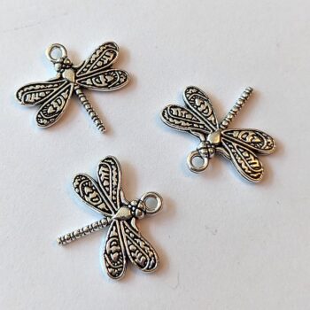 Small Dragonfly Charm Antique Silver