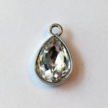 April Birthstone Clear Glass Rhinestone Teardrop Charm - Image 3