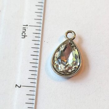 April Birthstone Clear Glass Rhinestone Teardrop Charm - Image 2