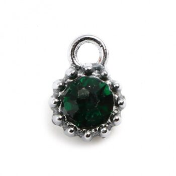 May Birthstone Dark Green Faceted Glass Rhinestone Charm