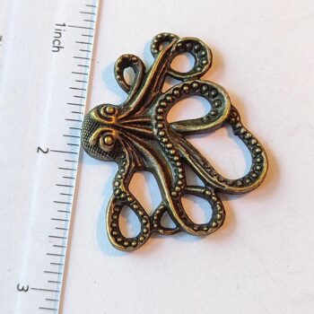 Medium Octopus Pendant / Connector Antique Bronze - Image 2