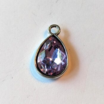 June Birthstone Mauve Glass Rhinestone Teardrop Charm - Image 3