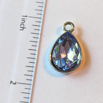 September Birthstone R Blue Glass Rhinestone Teardrop Charm - Image 2