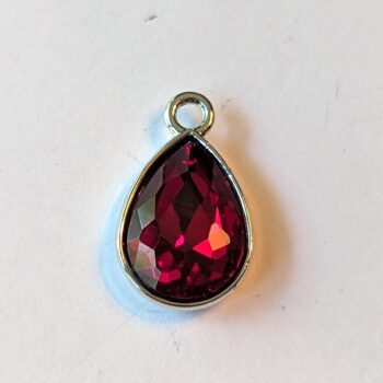 January Birthstone Wine Red Glass Rhinestone Teardrop Charm - Image 2