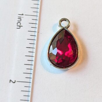 January Birthstone Wine Red Glass Rhinestone Teardrop Charm - Image 3