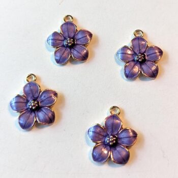 Purple Flower Enamel Charm Gold