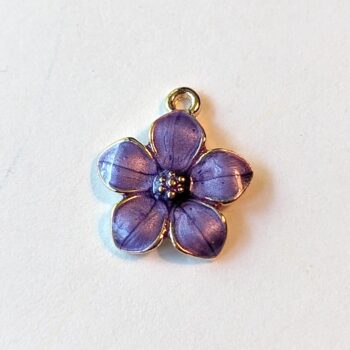 Purple Flower Enamel Charm Gold - Image 2