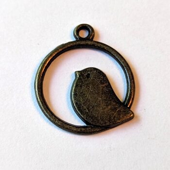 Partridge Bird in Hoop Charm Antique Bronze