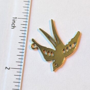 Flying Sparrow Bird Pendant Gold - Image 2