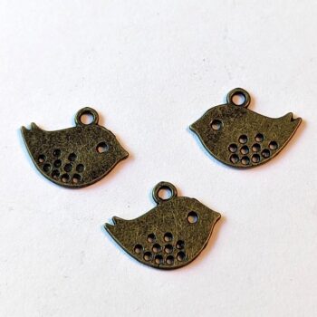 Small Partridge Bird Charm Antique Bronze