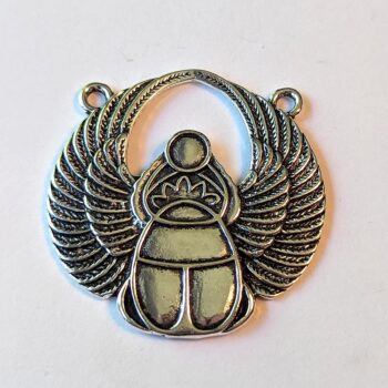 Egyptian Scarab Beetle Pendant Antique Silver