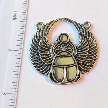 Egyptian Scarab Beetle Pendant Antique Silver - Image 2