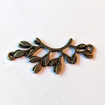 Curved Leaf Leaves Branch Pendant / Connector Antique Bronze