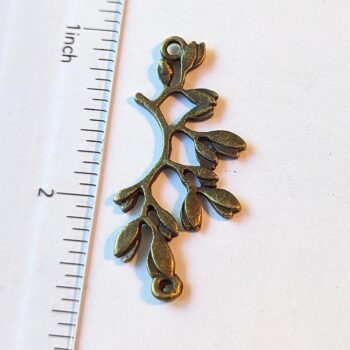 Curved Leaf Leaves Branch Pendant / Connector Antique Bronze - Image 2