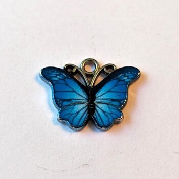 Blue Butterfly Enamel Charm Silver