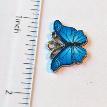 Blue Butterfly Enamel Charm Silver - Image 2