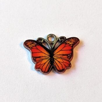 Red Butterfly Enamel Charm Silver