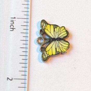 Yellow Butterfly Enamel Charm Silver - Image 2