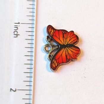 Red Butterfly Enamel Charm Silver - Image 2