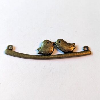 Love Birds on Branch Pendant / Connector Antique Bronze