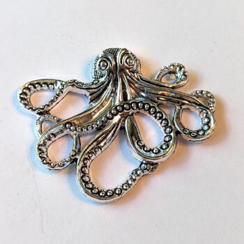 Medium Octopus Pendant / Connector Antique Silver - Image 3