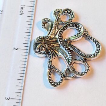 Medium Octopus Pendant / Connector Antique Silver - Image 4