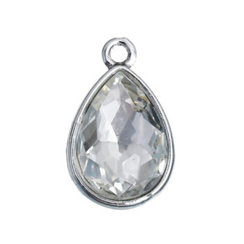 April Birthstone Clear Glass Rhinestone Teardrop Charm