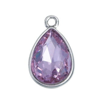 June Birthstone Mauve Glass Rhinestone Teardrop Charm