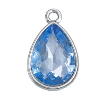 September Birthstone R Blue Glass Rhinestone Teardrop Charm