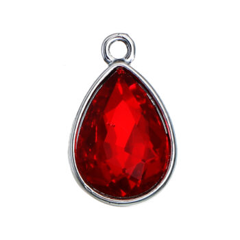 January Birthstone Wine Red Glass Rhinestone Teardrop Charm