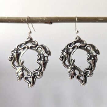 Antique Silver Calla Lily Flowers Antique Style Vintage Style Earrings