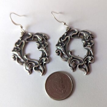 Antique Silver Calla Lily Flowers Antique Style Vintage Style Earrings - Image 2