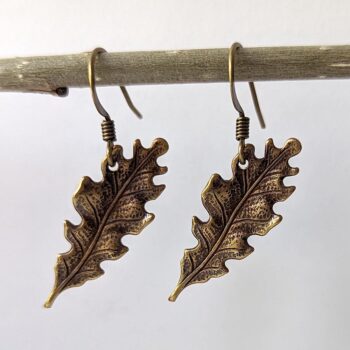 Antique Bronze Oak Leaf Vintage Style Earrings