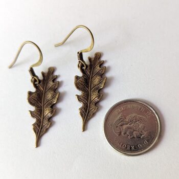 Antique Bronze Oak Leaf Vintage Style Earrings - Image 2