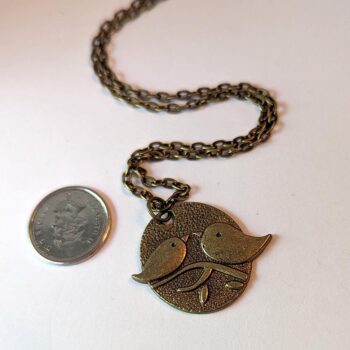 Antique Bronze Partridge Love Birds Vintage Style Necklace - Image 2