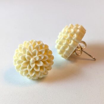 Cream Chrysanthemum Flower Stud Earrings