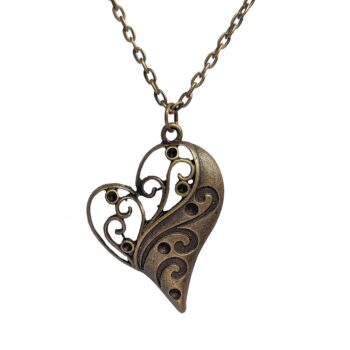 Antique Bronze Cutout Heart Vintage Style Necklace