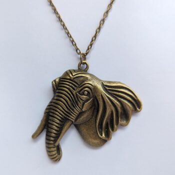 Antique Bronze Large Elephant Vintage Style Necklace