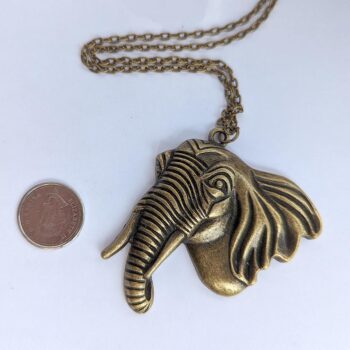 Antique Bronze Large Elephant Vintage Style Necklace - Image 2