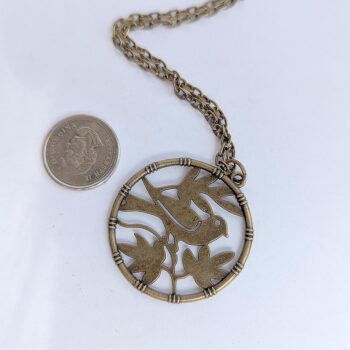 Antique Gold Bird Branch Vintage Style Necklace - Image 2