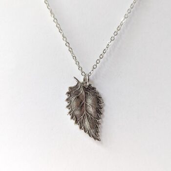 Antique Silver Leaf Charm Vintage Style Necklace